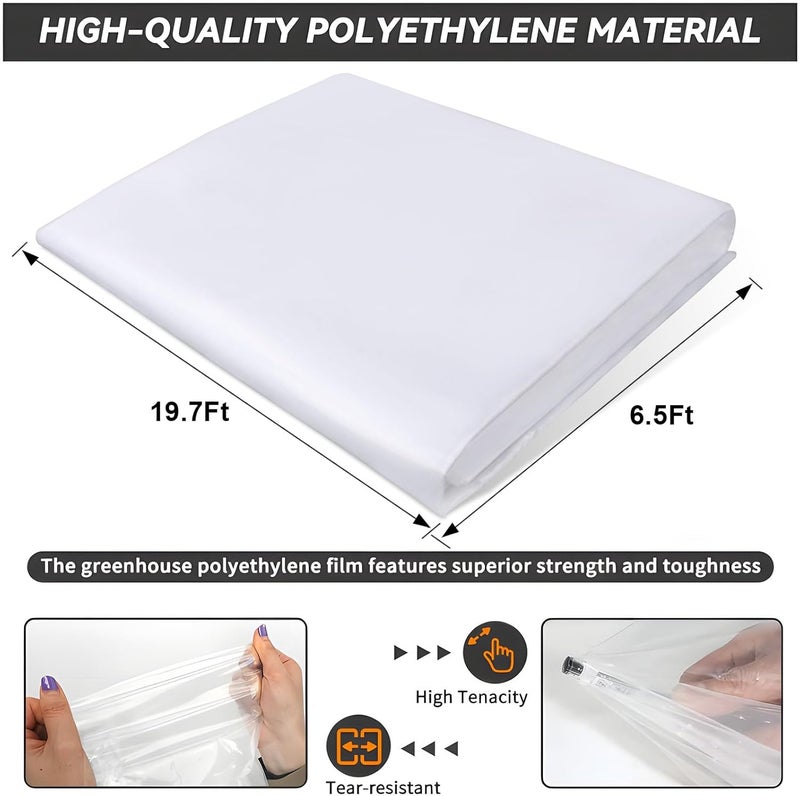 laapee 6.5x19.7Ft Clear Greenhouse Film Plastic Sheeting, Greenhouse Polyethylene Plastic Film 6 mil Thickness Replacement Cover, UV Resistant, Plant Covers Freeze Protection for Windproof Frost& Dust Proof - Image 4